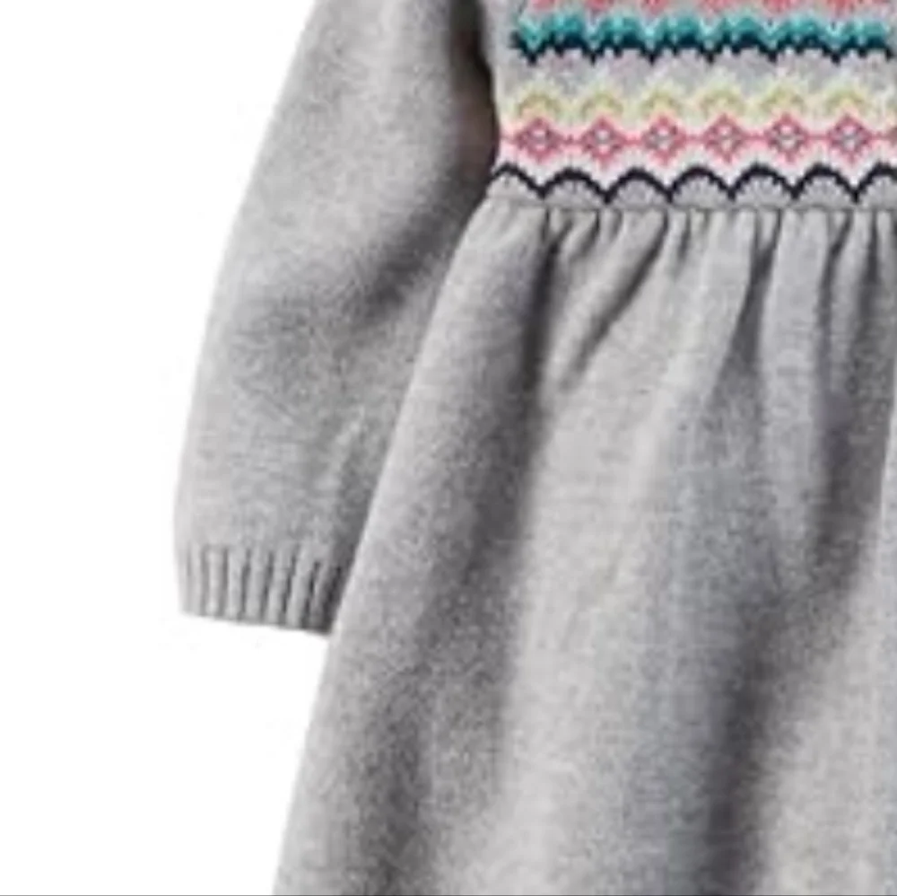 Carter’s | Baby Girl Fair Isle Sweater Dress Outfit Set w/ Hat, Booties & Socks